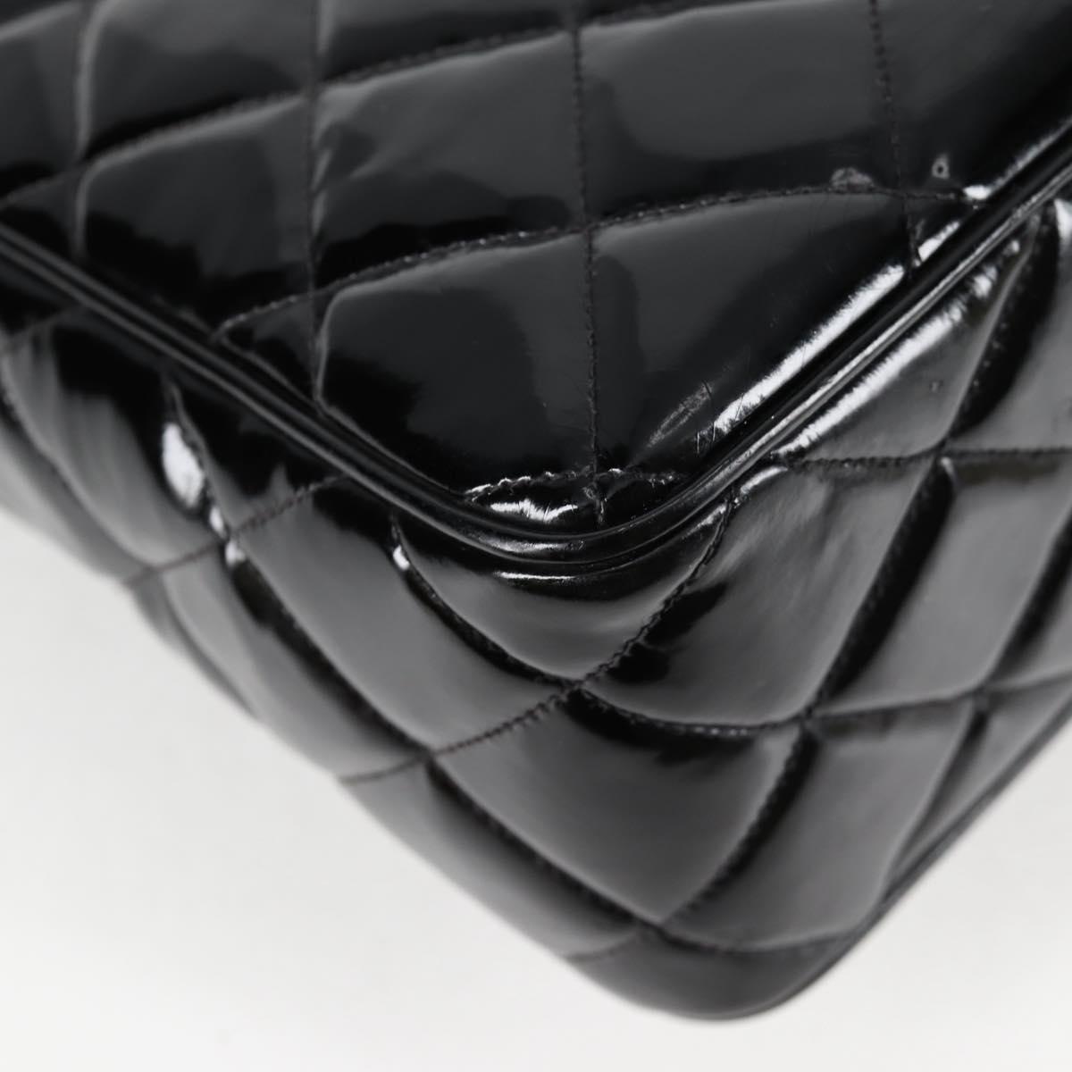 CHANEL Matelasse Chain Shoulder Bag Patent leather Black Gold CC Auth yk18276