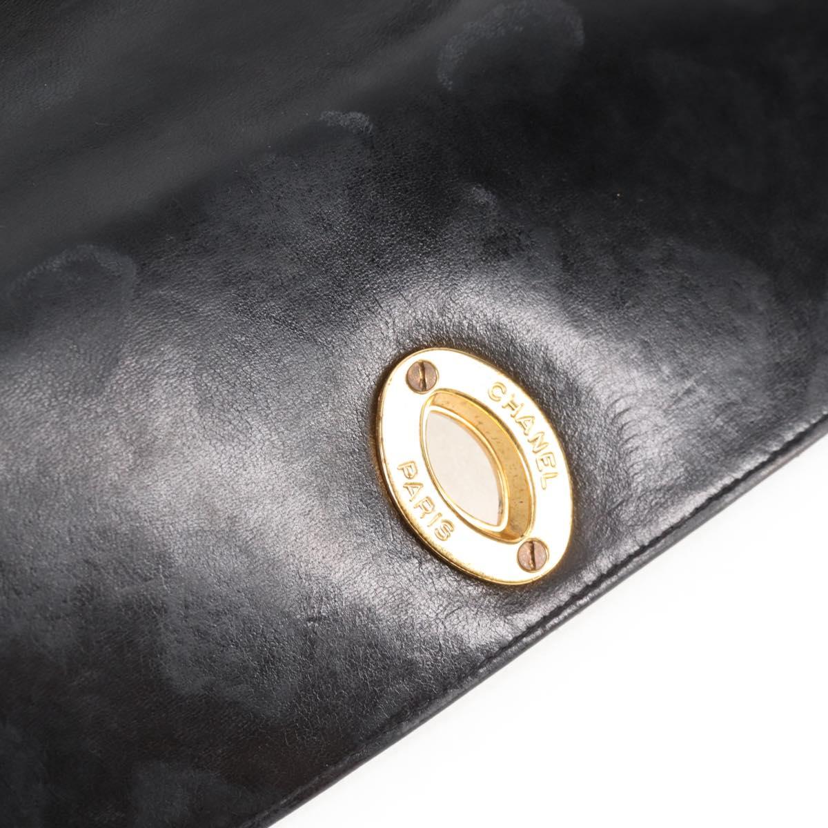 CHANEL Matelasse Chain Shoulder Bag Patent leather Black Gold CC Auth yk18276