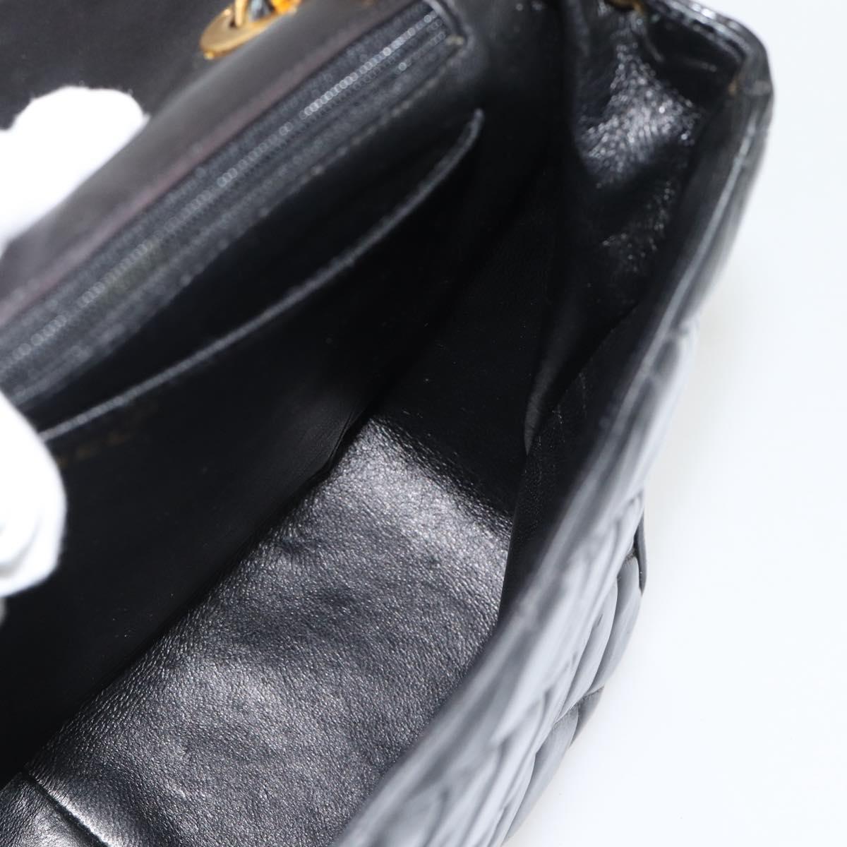 CHANEL Matelasse Chain Shoulder Bag Patent leather Black Gold CC Auth yk18276