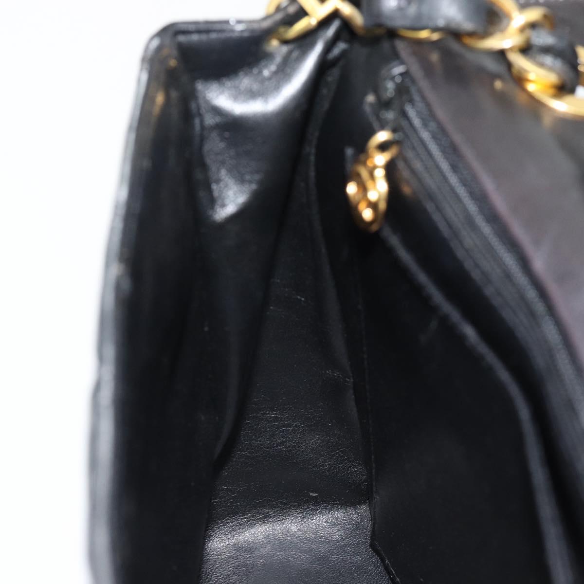 CHANEL Matelasse Chain Shoulder Bag Patent leather Black Gold CC Auth yk18276