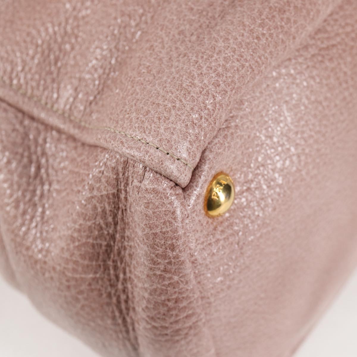 PRADA Hand Bag Leather 2way Pink Gold Auth yk18353M