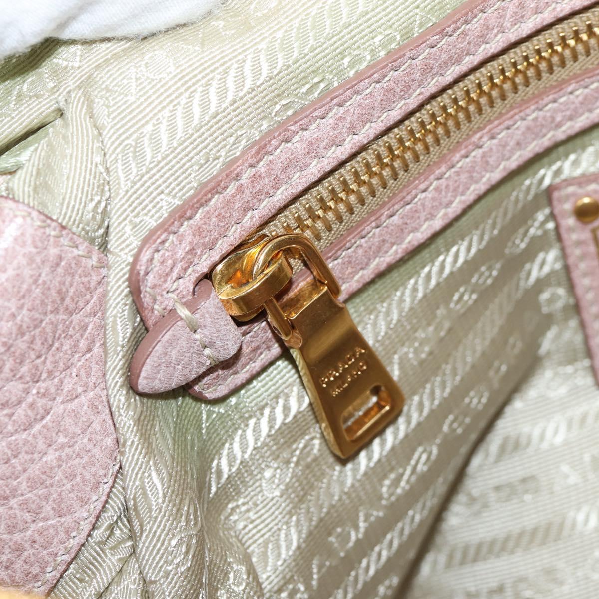 PRADA Hand Bag Leather 2way Pink Gold Auth yk18353M