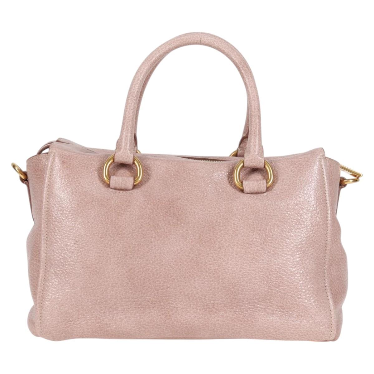 PRADA Hand Bag Leather 2way Pink Gold Auth yk18353M