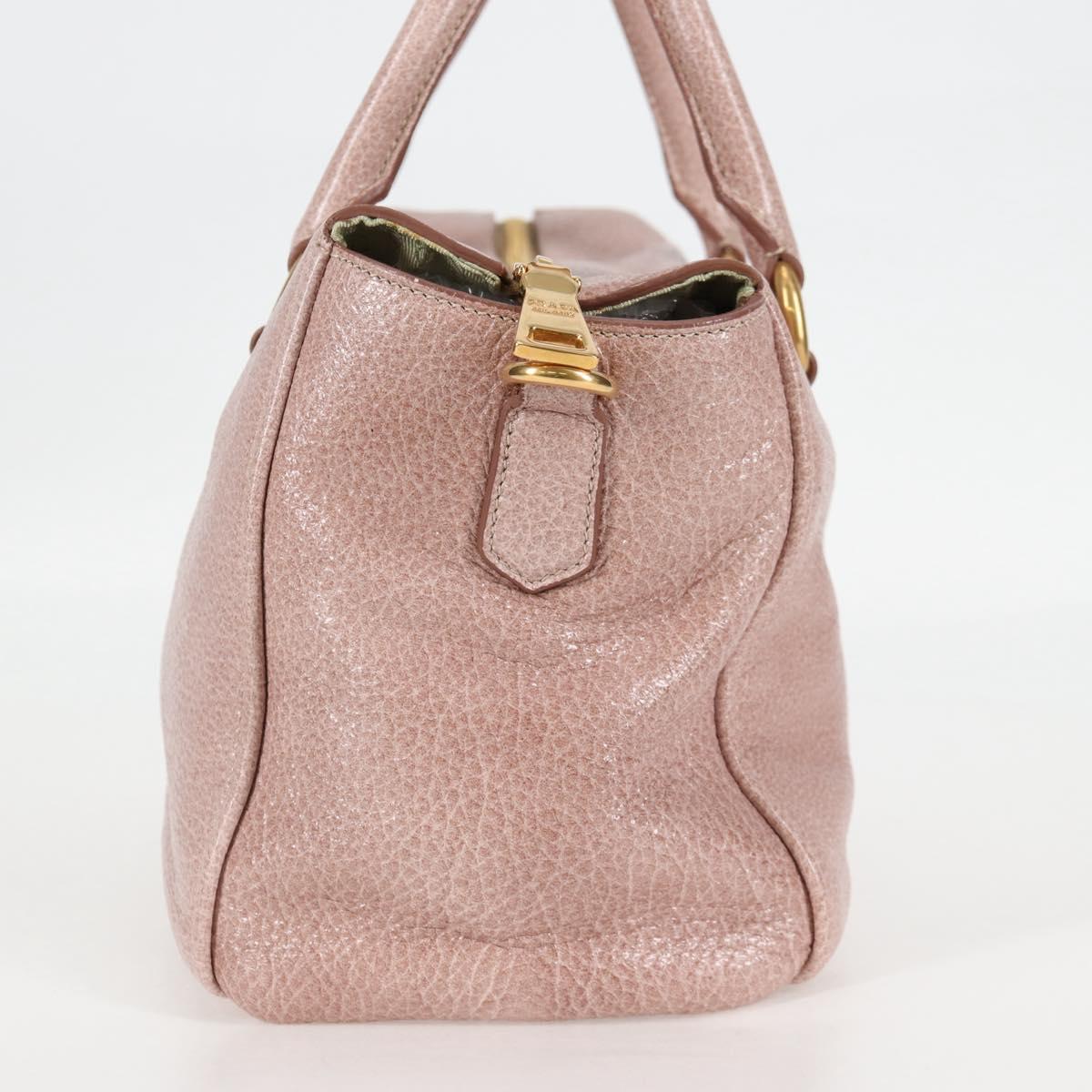 PRADA Hand Bag Leather 2way Pink Gold Auth yk18353M