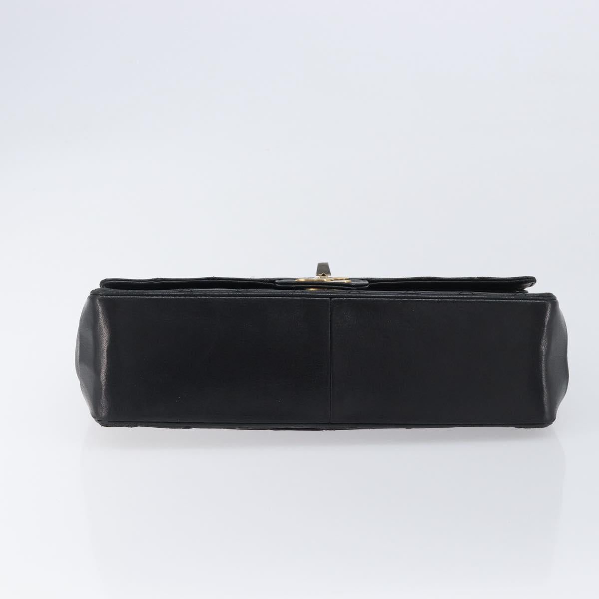 CHANEL Matelasse Chain Hand Bag Lamb Skin Vintage Black Gold CC Auth yk18374A
