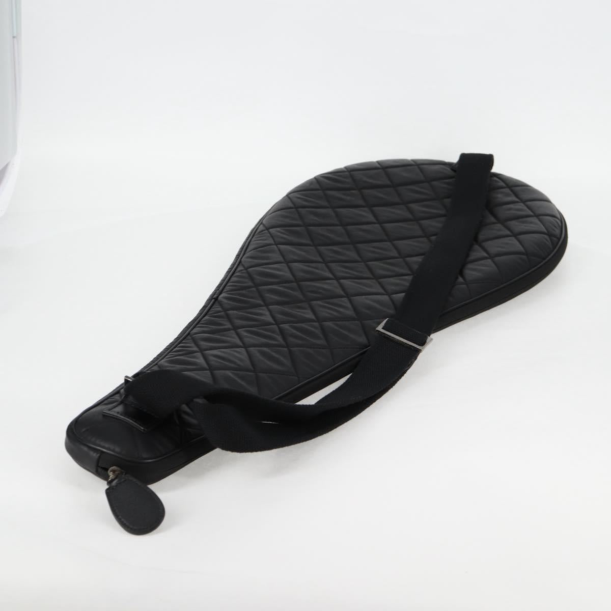 CHANEL Tennis Racket Case Set COCO Mark plastic Black White CC Auth yk18381V