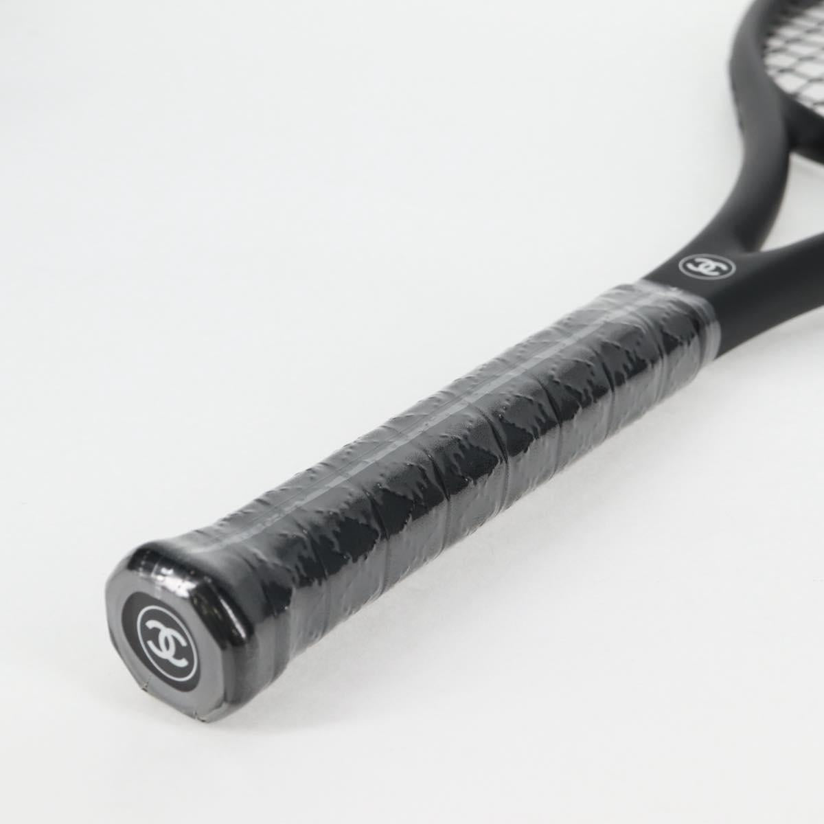 CHANEL Tennis Racket Case Set COCO Mark plastic Black White CC Auth yk18381V