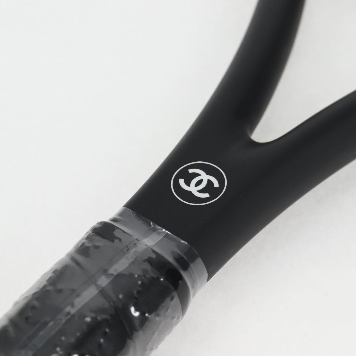 CHANEL Tennis Racket Case Set COCO Mark plastic Black White CC Auth yk18381V
