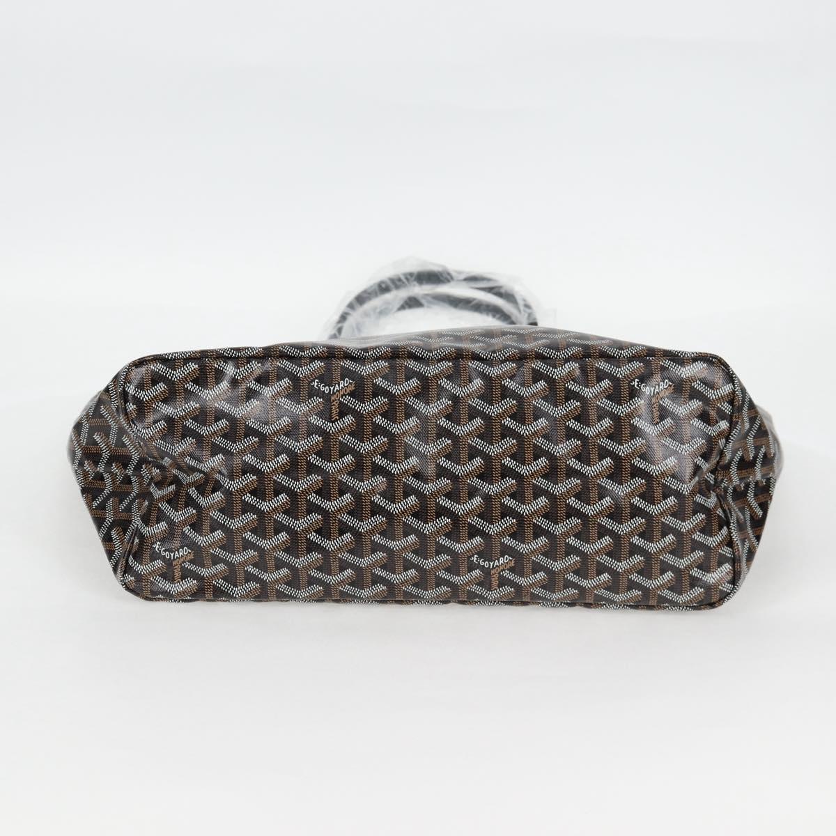 GOYARD Herringbone Saint Louis PM Tote Bag PVC Leather Black Auth yk18382SM