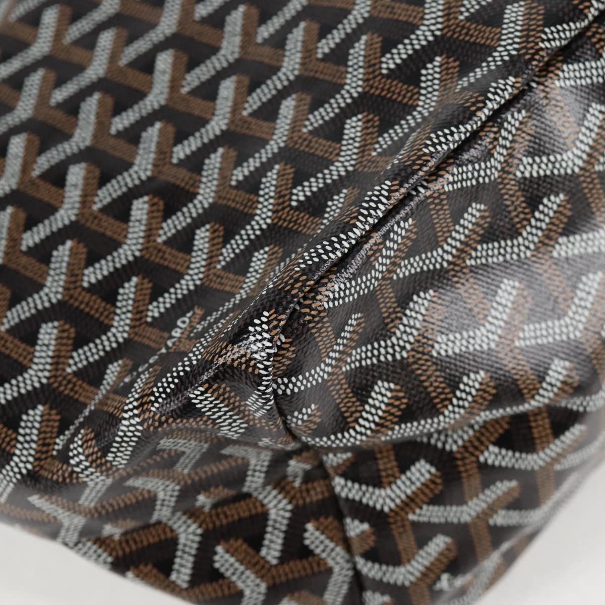 GOYARD Herringbone Saint Louis PM Tote Bag PVC Leather Black Auth yk18382SM