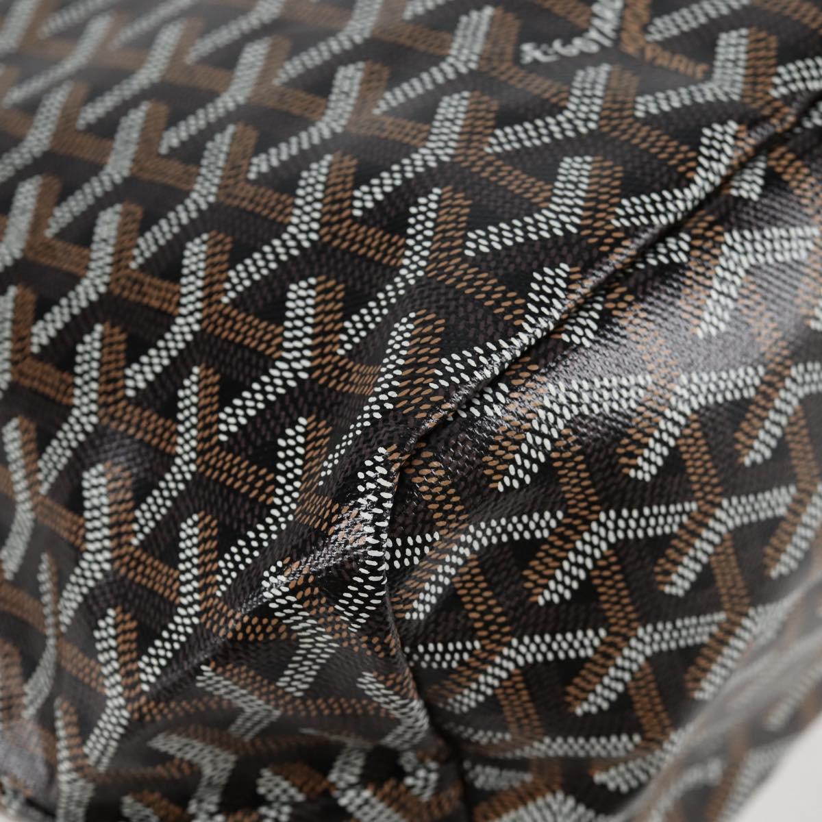 GOYARD Herringbone Saint Louis PM Tote Bag PVC Leather Black Auth yk18382SM