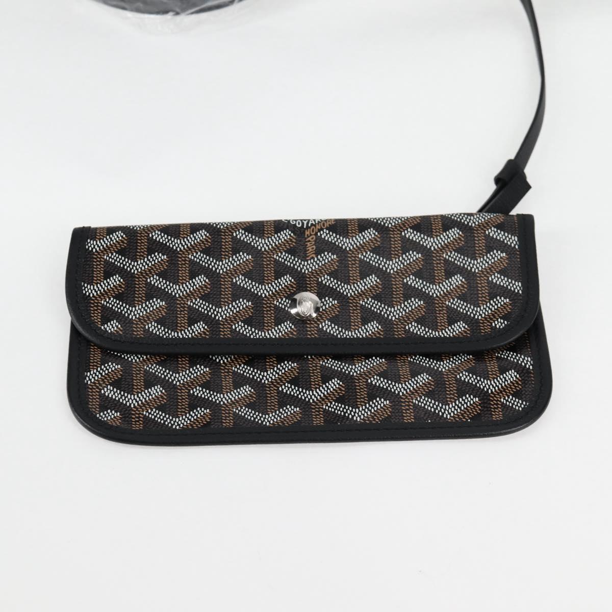 GOYARD Herringbone Saint Louis PM Tote Bag PVC Leather Black Auth yk18382SM