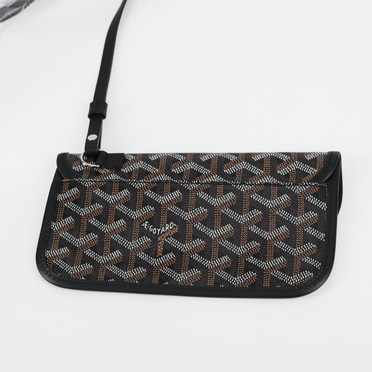 GOYARD Herringbone Saint Louis PM Tote Bag PVC Leather Black Auth yk18382SM
