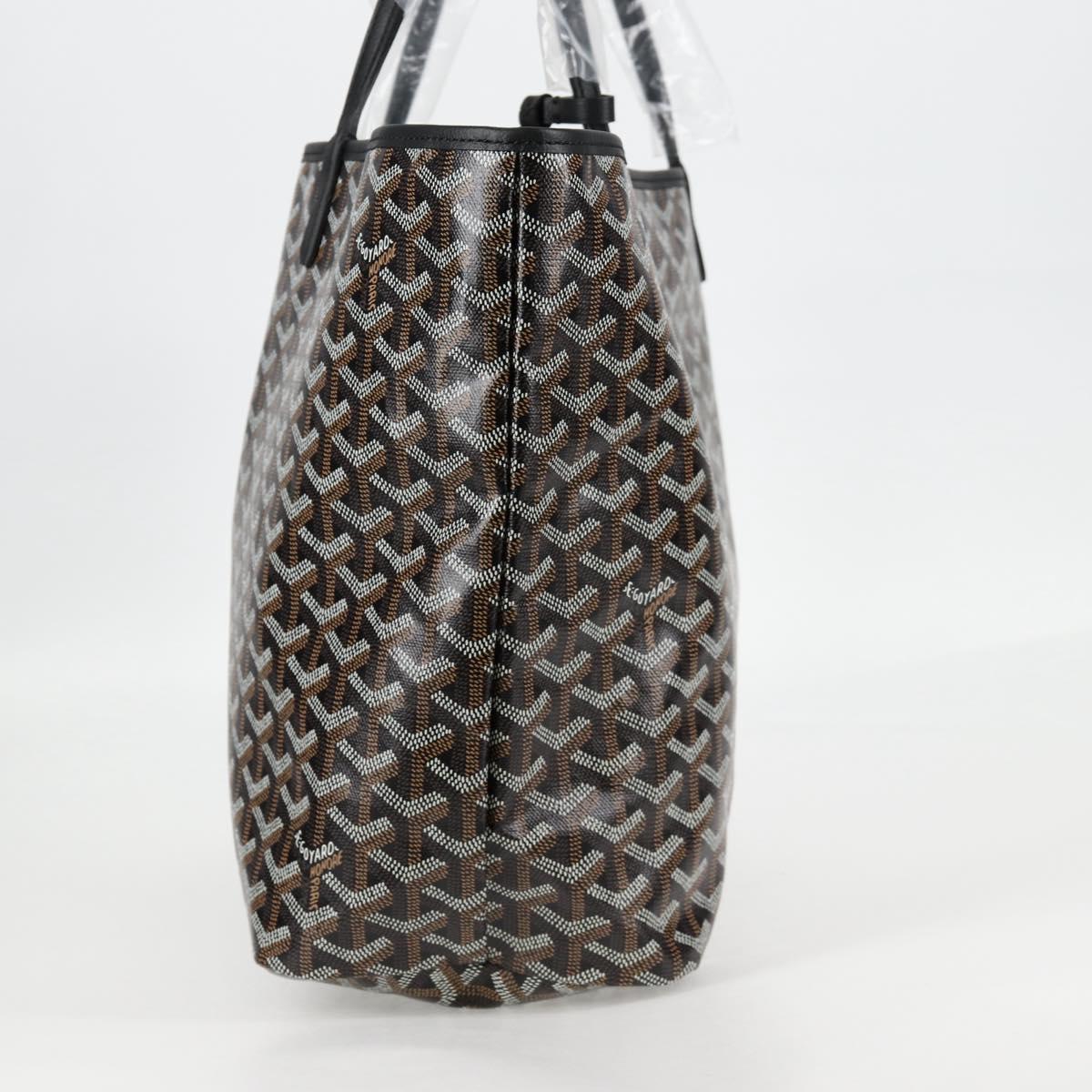 GOYARD Herringbone Saint Louis PM Tote Bag PVC Leather Black Auth yk18382SM