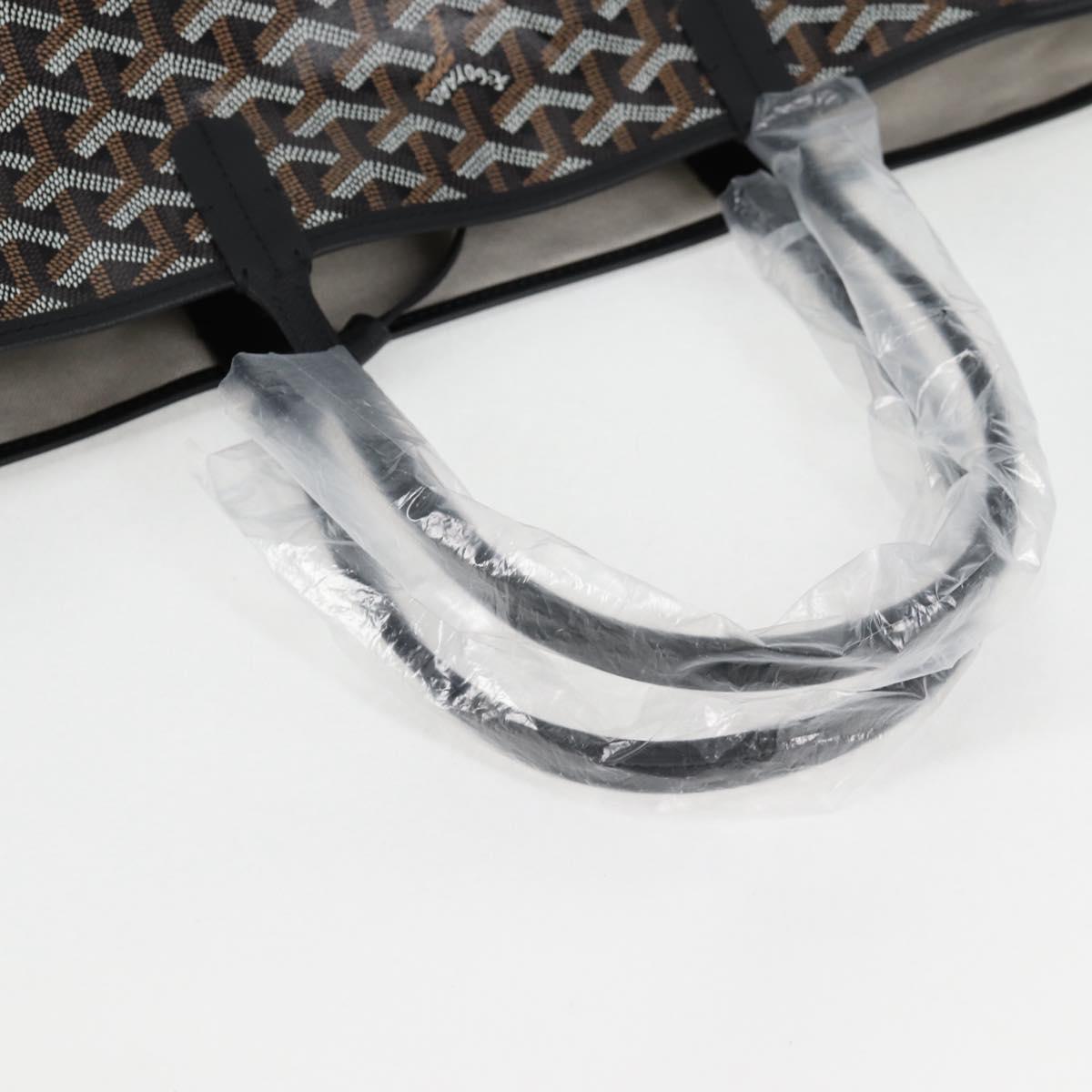 GOYARD Herringbone Saint Louis PM Tote Bag PVC Leather Black Auth yk18382SM