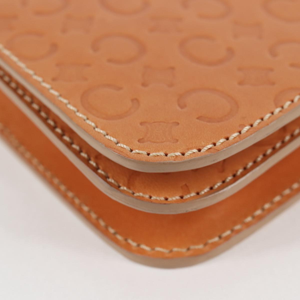 CELINE C Macadam Canvas Accessory Pouch Beige Gold Auth yk18393V