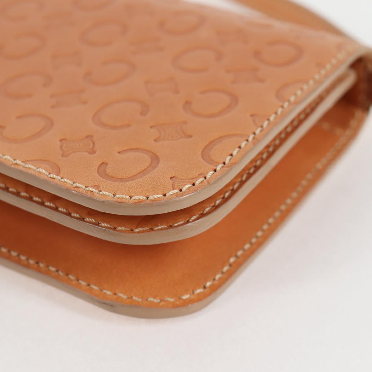 CELINE C Macadam Canvas Accessory Pouch Beige Gold Auth yk18393V