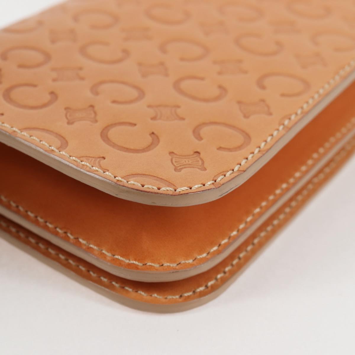 CELINE C Macadam Canvas Accessory Pouch Beige Gold Auth yk18393V