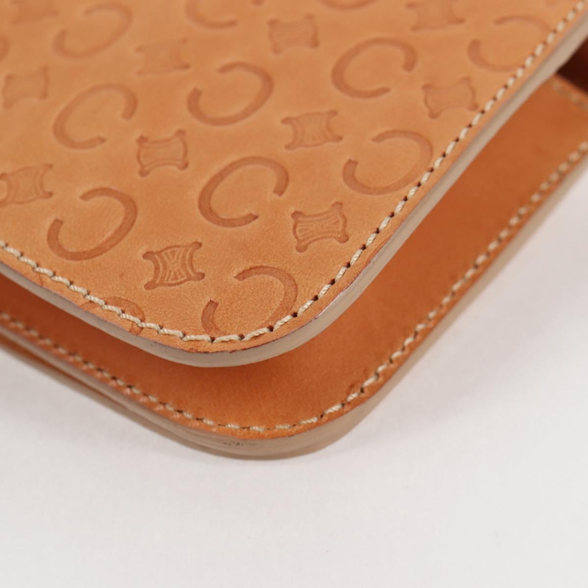 CELINE C Macadam Canvas Accessory Pouch Beige Gold Auth yk18393V