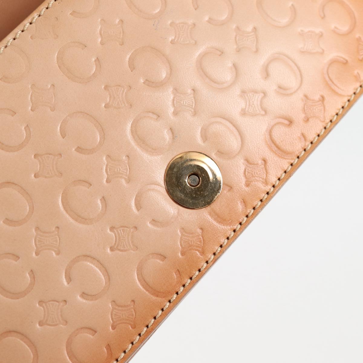 CELINE C Macadam Canvas Accessory Pouch Beige Gold Auth yk18393V