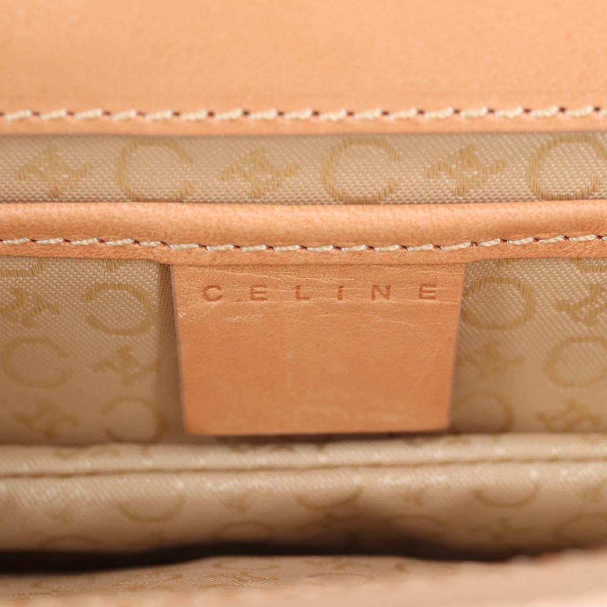 CELINE C Macadam Canvas Accessory Pouch Beige Gold Auth yk18393V
