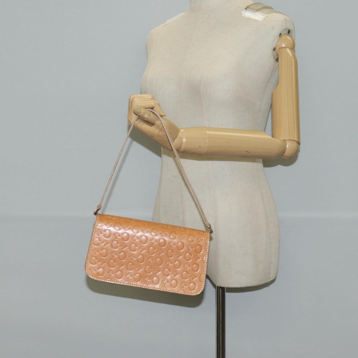 CELINE C Macadam Canvas Accessory Pouch Beige Gold Auth yk18393V