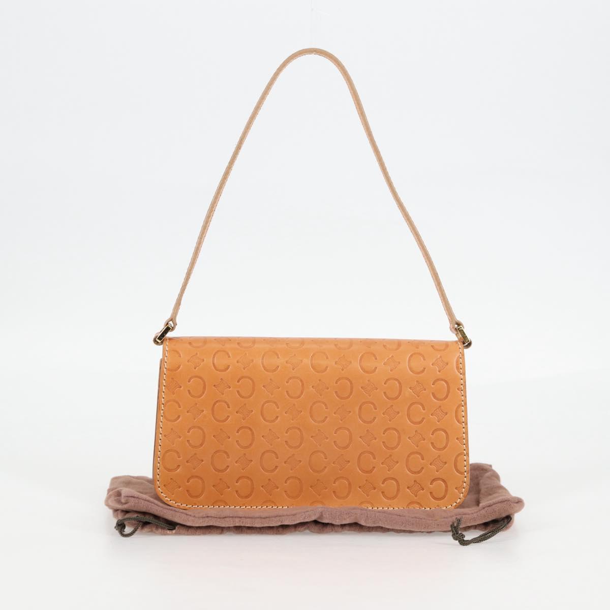 CELINE C Macadam Canvas Accessory Pouch Beige Gold Auth yk18393V