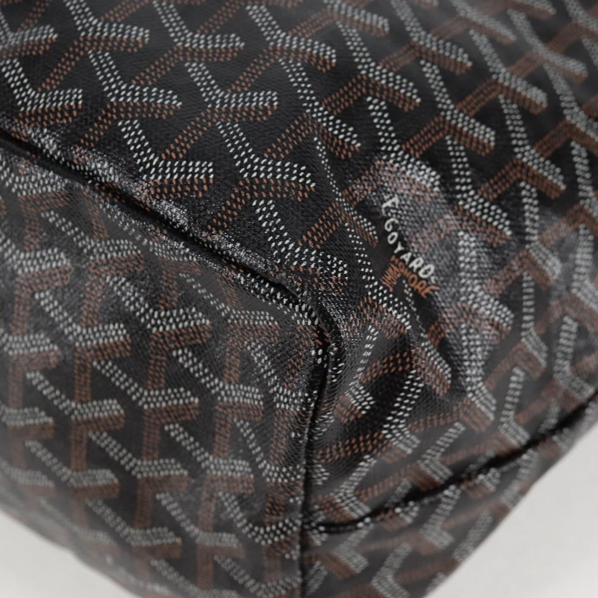 GOYARD Herringbone Saint Louis PM Tote Bag PVC Black Auth yk18410M