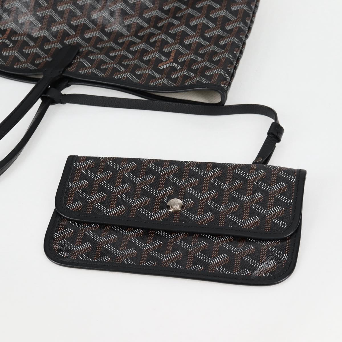 GOYARD Herringbone Saint Louis PM Tote Bag PVC Black Auth yk18410M