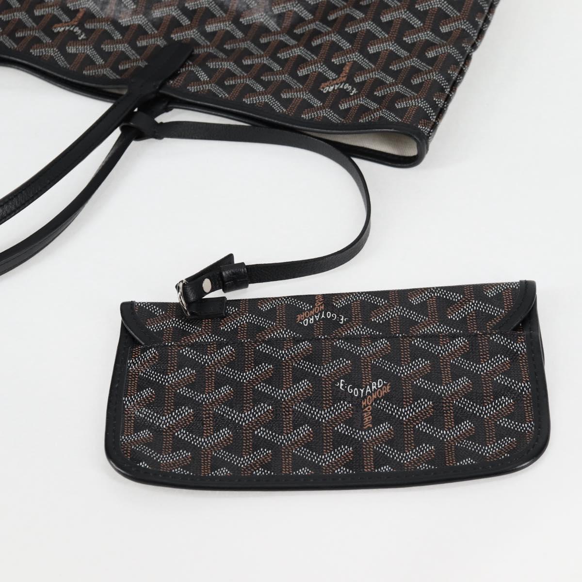 GOYARD Herringbone Saint Louis PM Tote Bag PVC Black Auth yk18410M