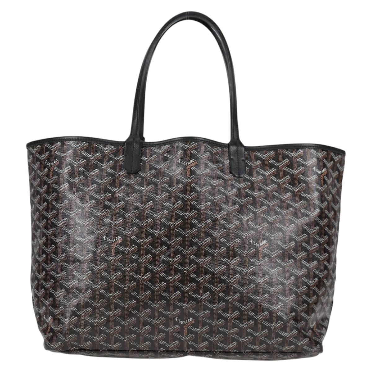 GOYARD Herringbone Saint Louis PM Tote Bag PVC Black Auth yk18410M