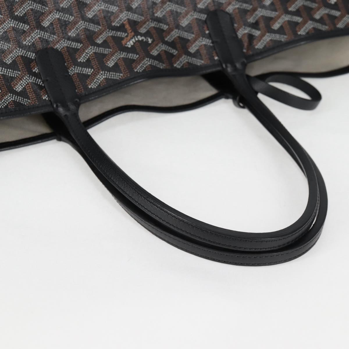 GOYARD Herringbone Saint Louis PM Tote Bag PVC Black Auth yk18410M