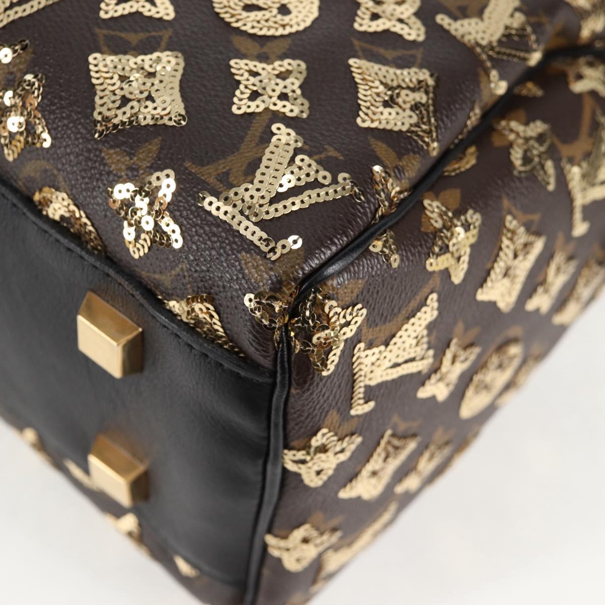LOUIS VUITTON Monogram Eclipse Sequins Speedy 30 Bag Gold M40244 Auth yk18412M