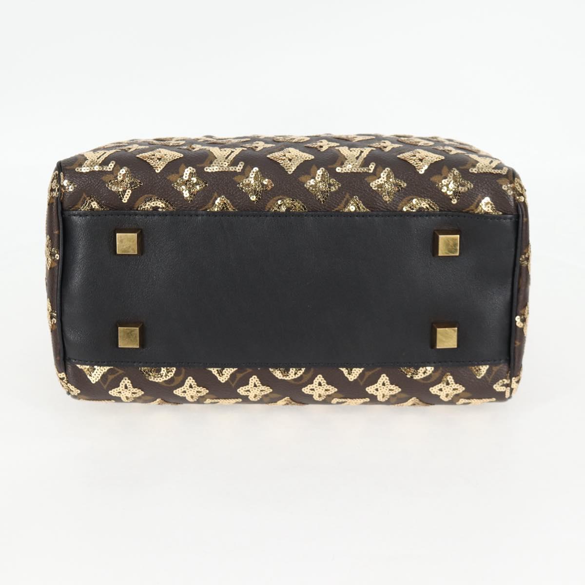 LOUIS VUITTON Monogram Eclipse Sequins Speedy 30 Bag Gold M40244 Auth yk18412M