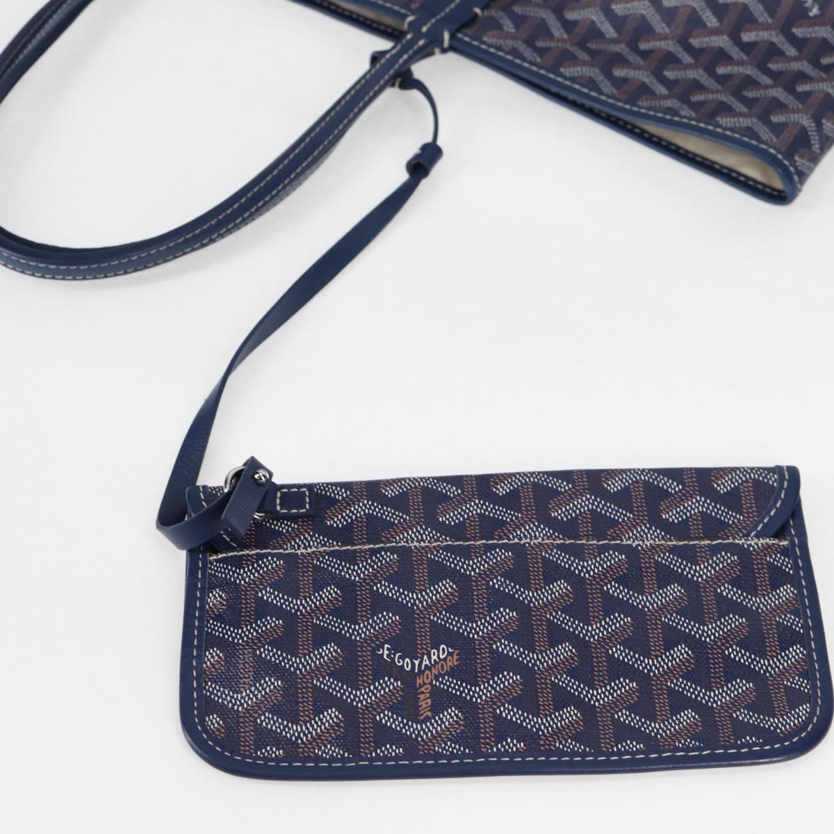 GOYARD Herringbone Saint Louis PM Tote Bag PVC Navy Auth yk18428M
