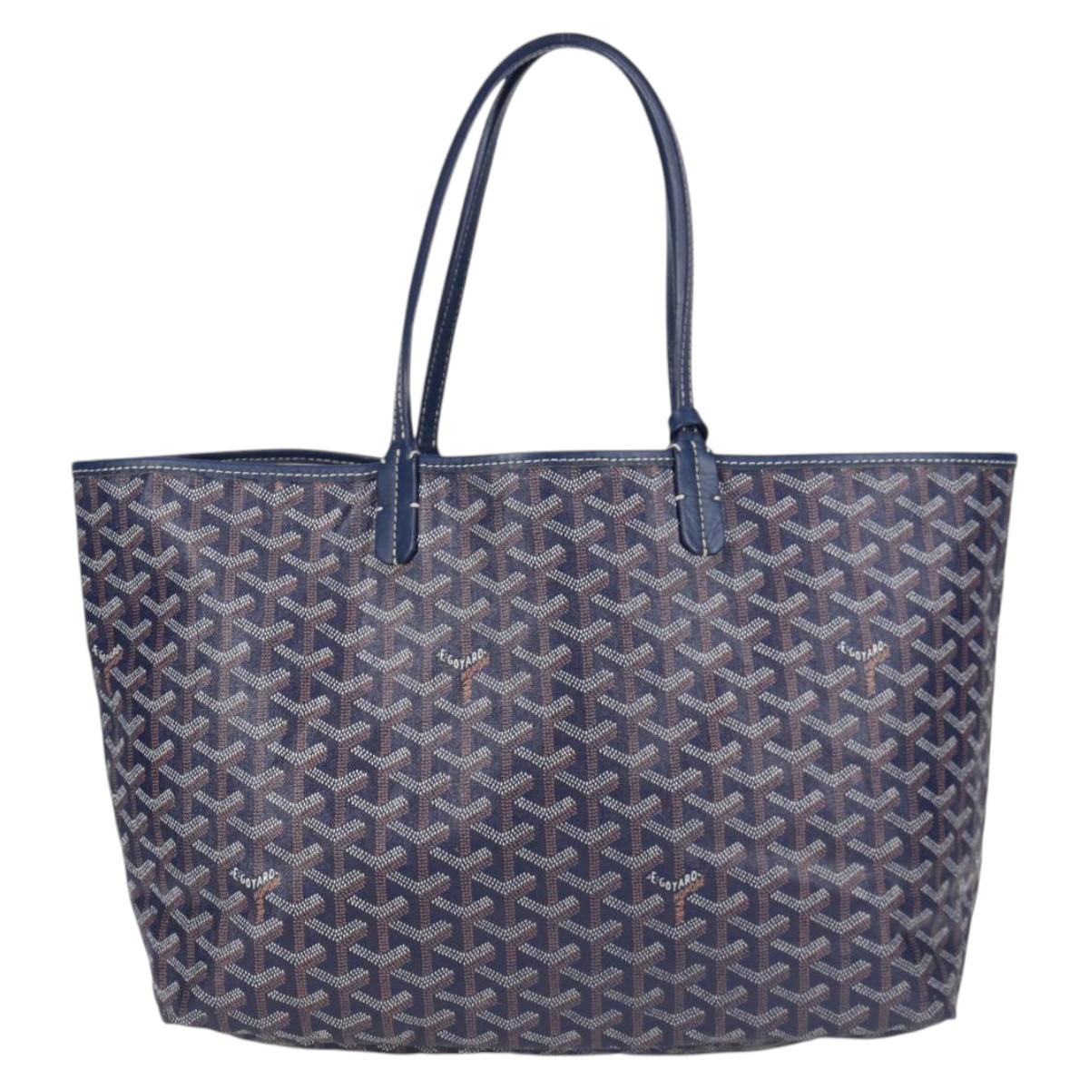 GOYARD Herringbone Saint Louis PM Tote Bag PVC Navy Auth yk18428M