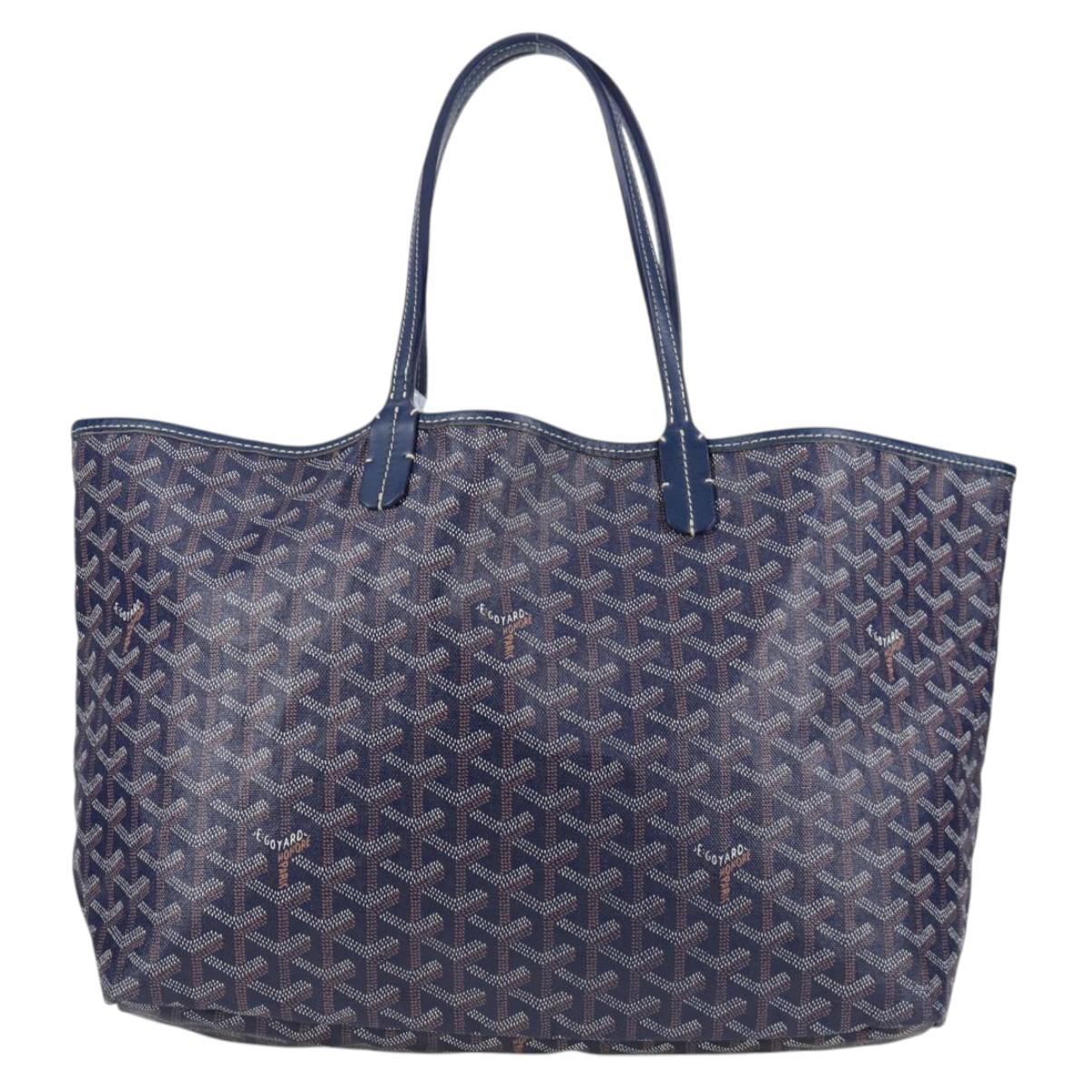 GOYARD Herringbone Saint Louis PM Tote Bag PVC Navy Auth yk18428M