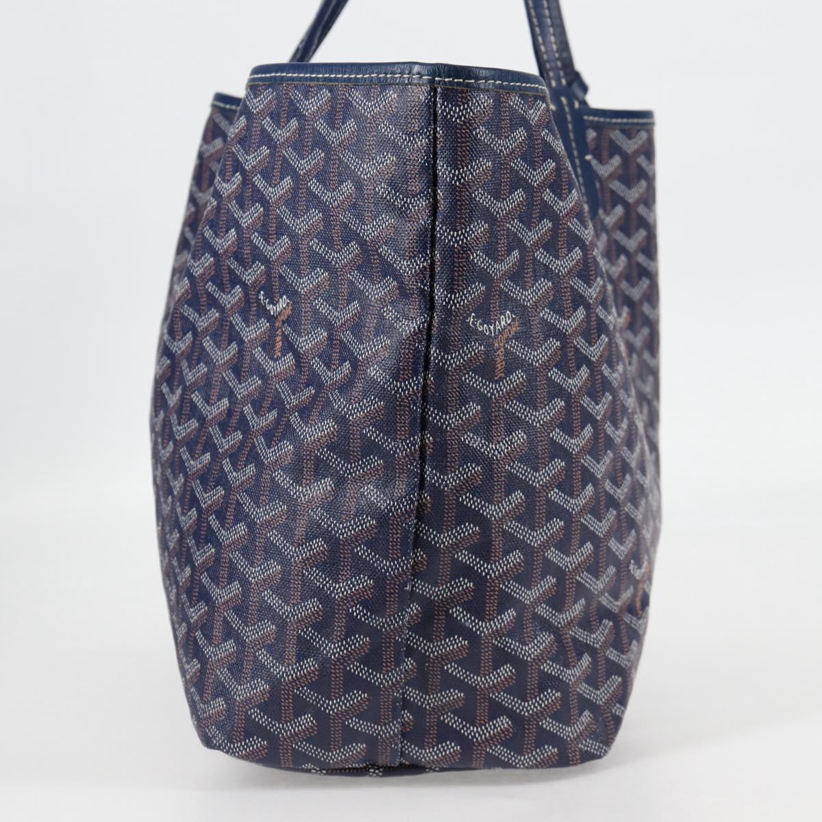 GOYARD Herringbone Saint Louis PM Tote Bag PVC Navy Auth yk18428M