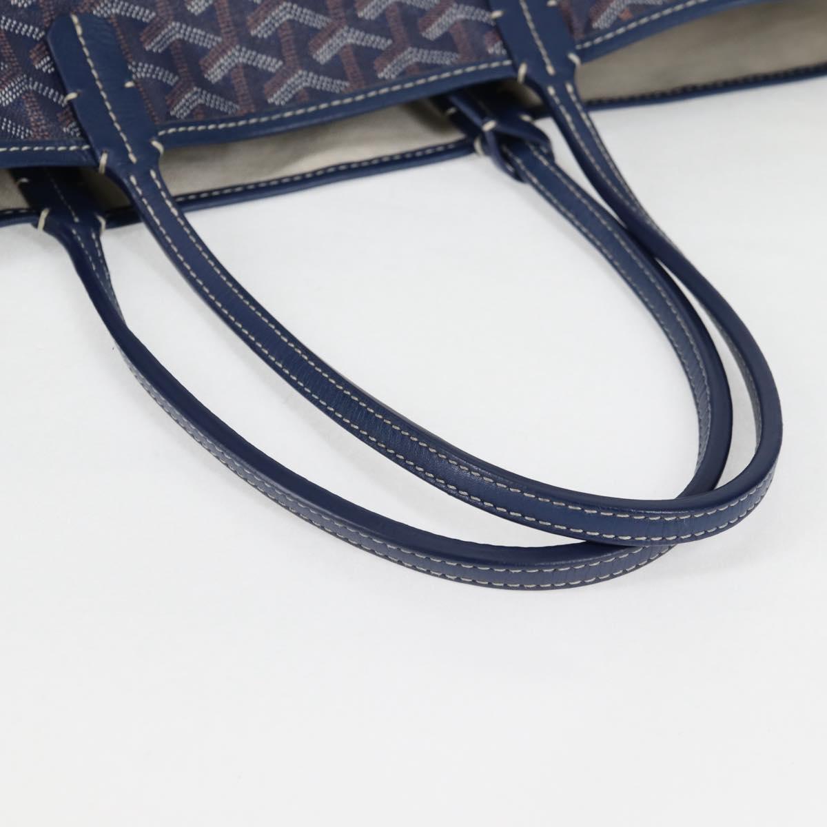GOYARD Herringbone Saint Louis PM Tote Bag PVC Navy Auth yk18428M