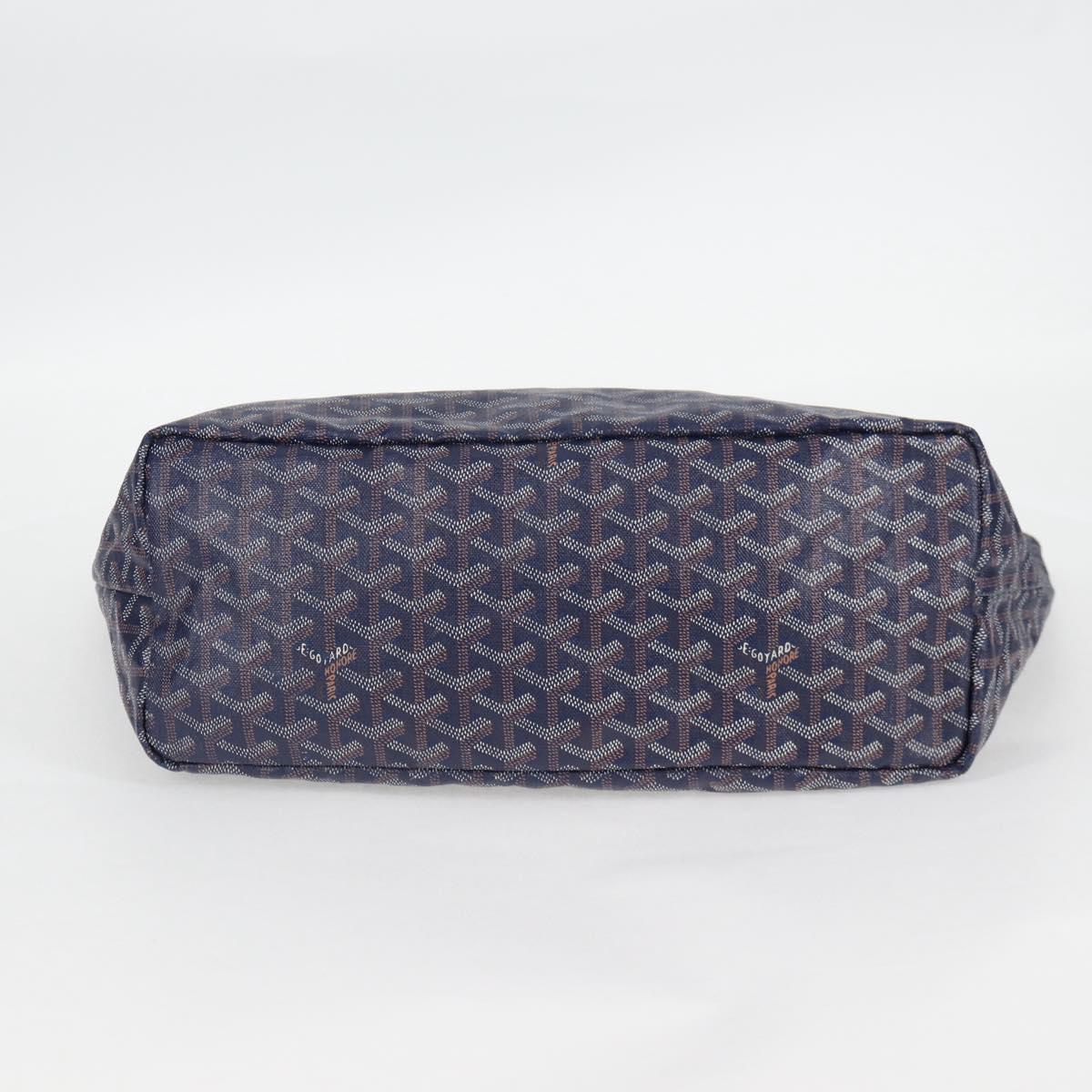 GOYARD Herringbone Saint Louis PM Tote Bag PVC Navy Auth yk18428M