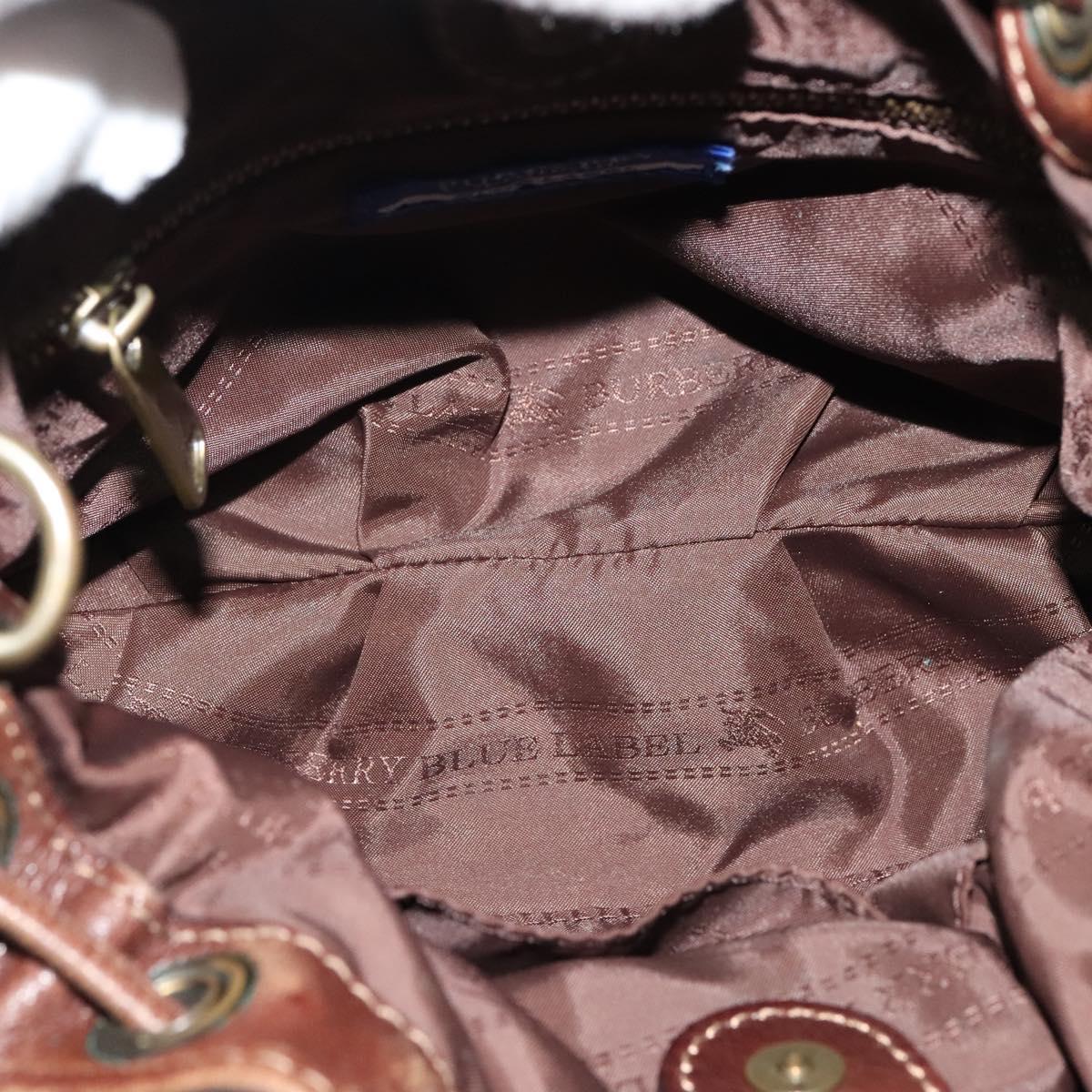 BURBERRY Nova Check Blue Label Shoulder Bag Wool Brown Auth yk18434