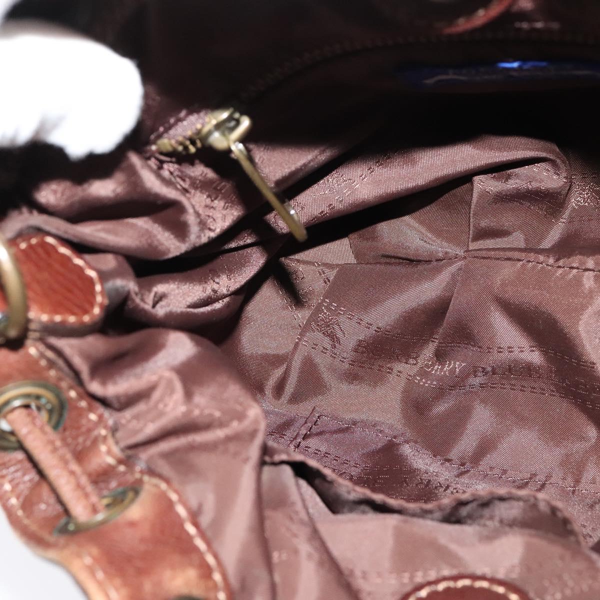 BURBERRY Nova Check Blue Label Shoulder Bag Wool Brown Auth yk18434