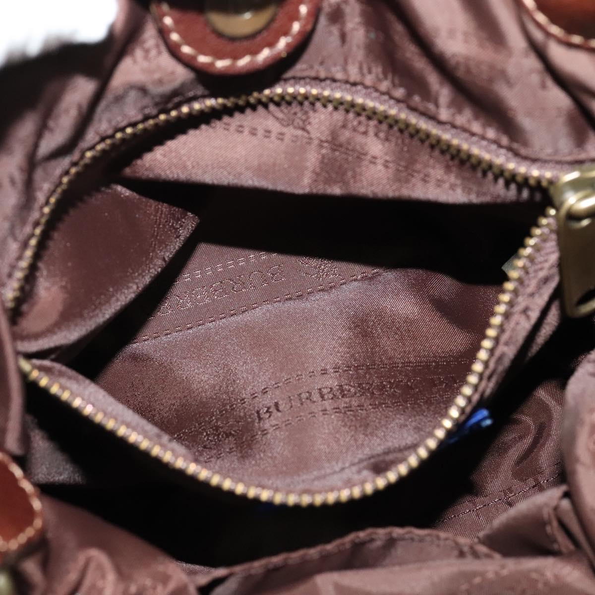 BURBERRY Nova Check Blue Label Shoulder Bag Wool Brown Auth yk18434