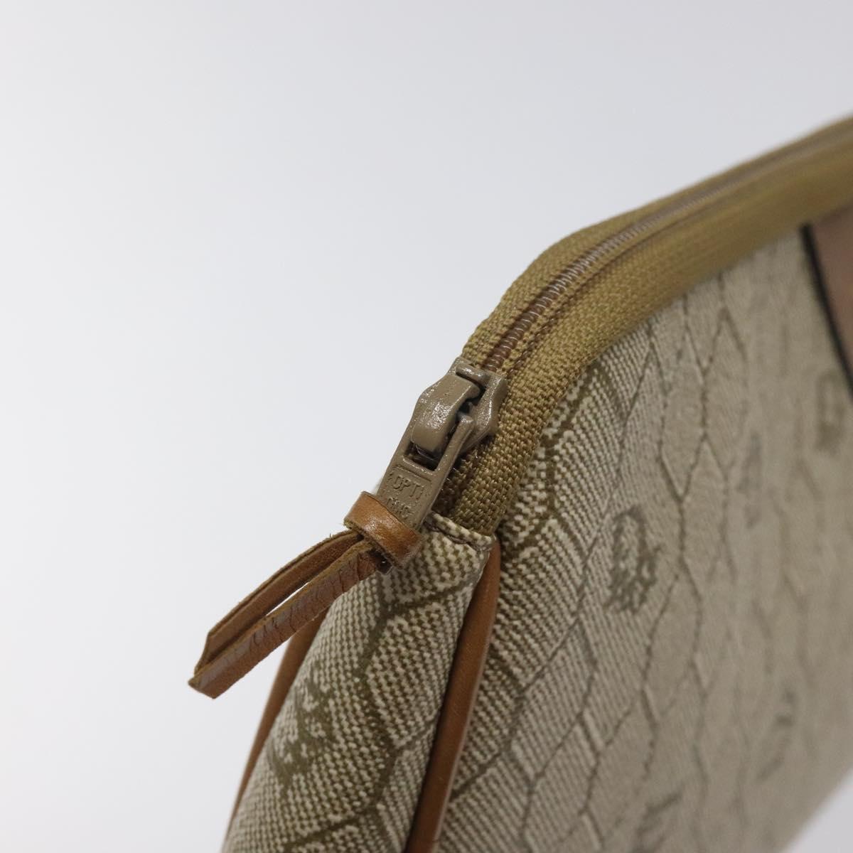 Christian Dior Honeycomb Canvas Clutch Bag PVC Beige Gold Auth yk18440