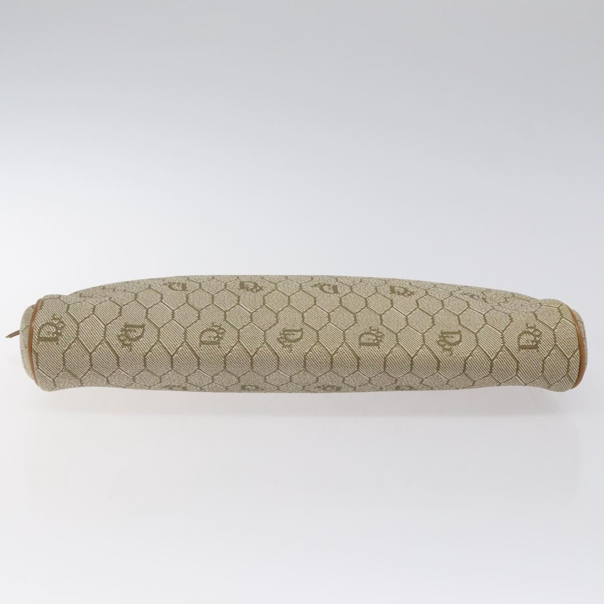 Christian Dior Honeycomb Canvas Clutch Bag PVC Beige Gold Auth yk18440