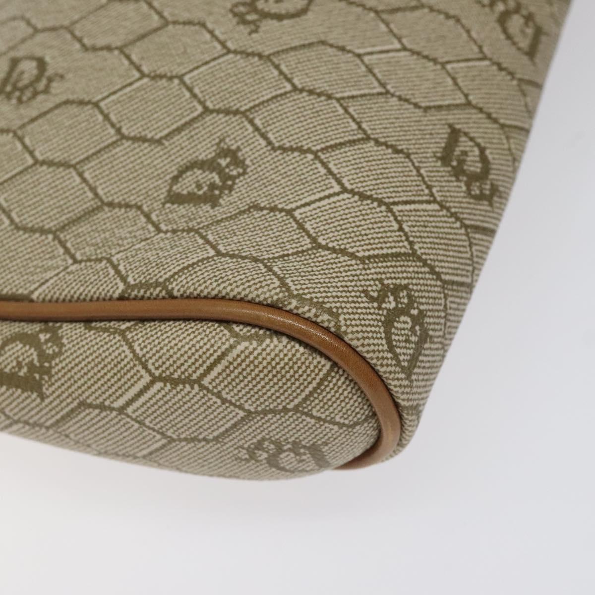 Christian Dior Honeycomb Canvas Clutch Bag PVC Beige Gold Auth yk18440