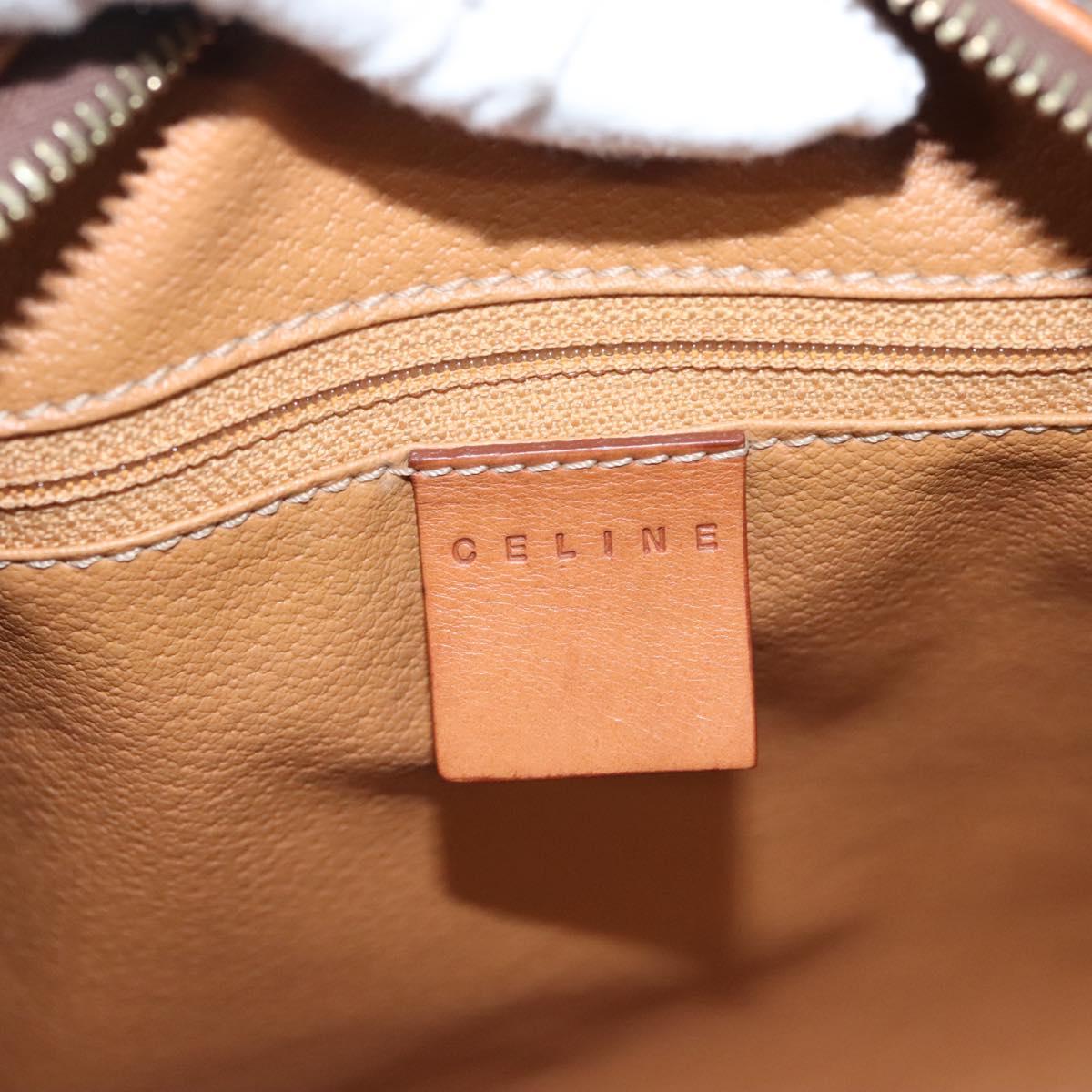 CELINE Macadam Canvas Hand Bag PVC Leather Brown Gold Auth yk18442V