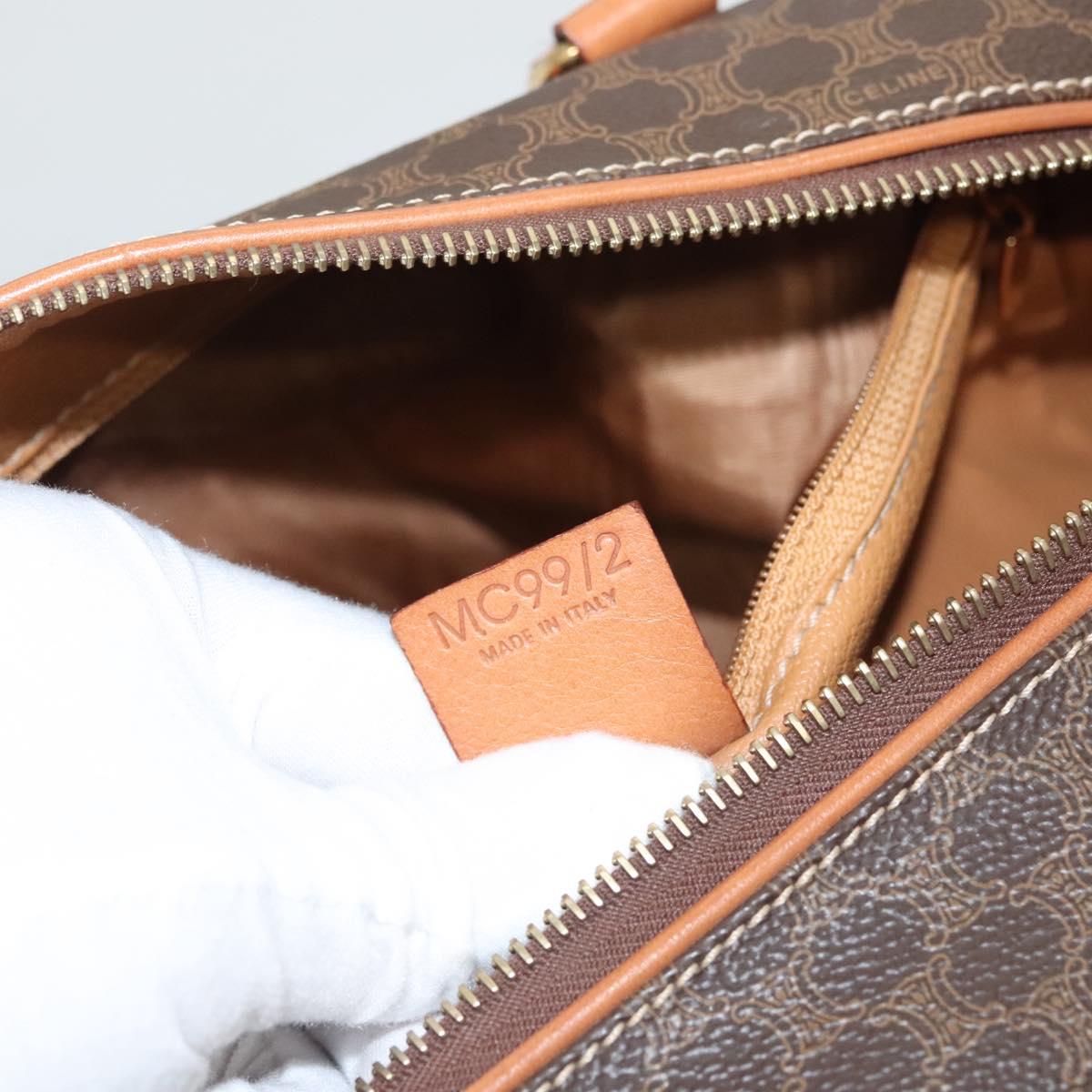CELINE Macadam Canvas Hand Bag PVC Leather Brown Gold Auth yk18442V