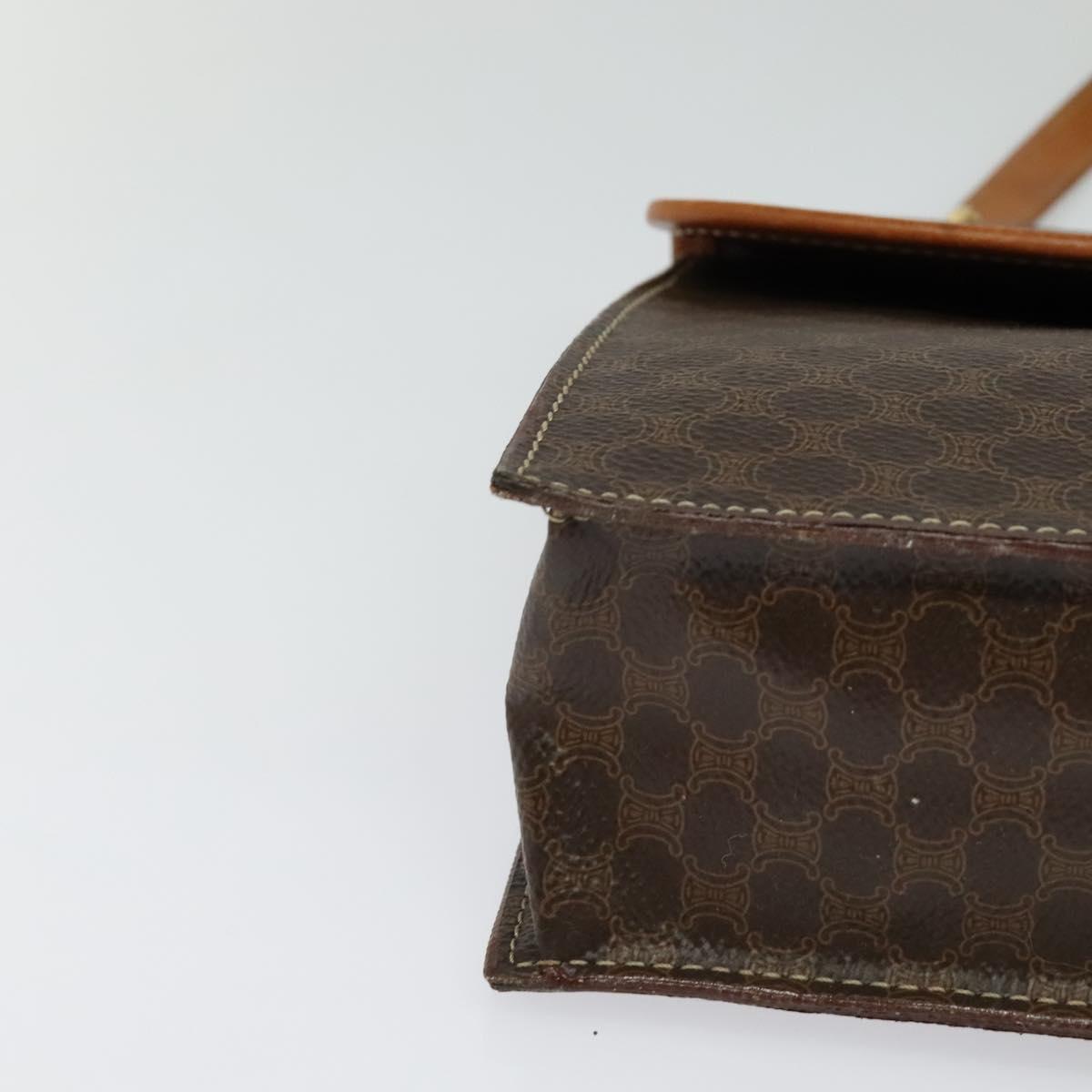 CELINE Macadam Canvas Hand Bag PVC Leather 2way Brown Gold Auth yk18454