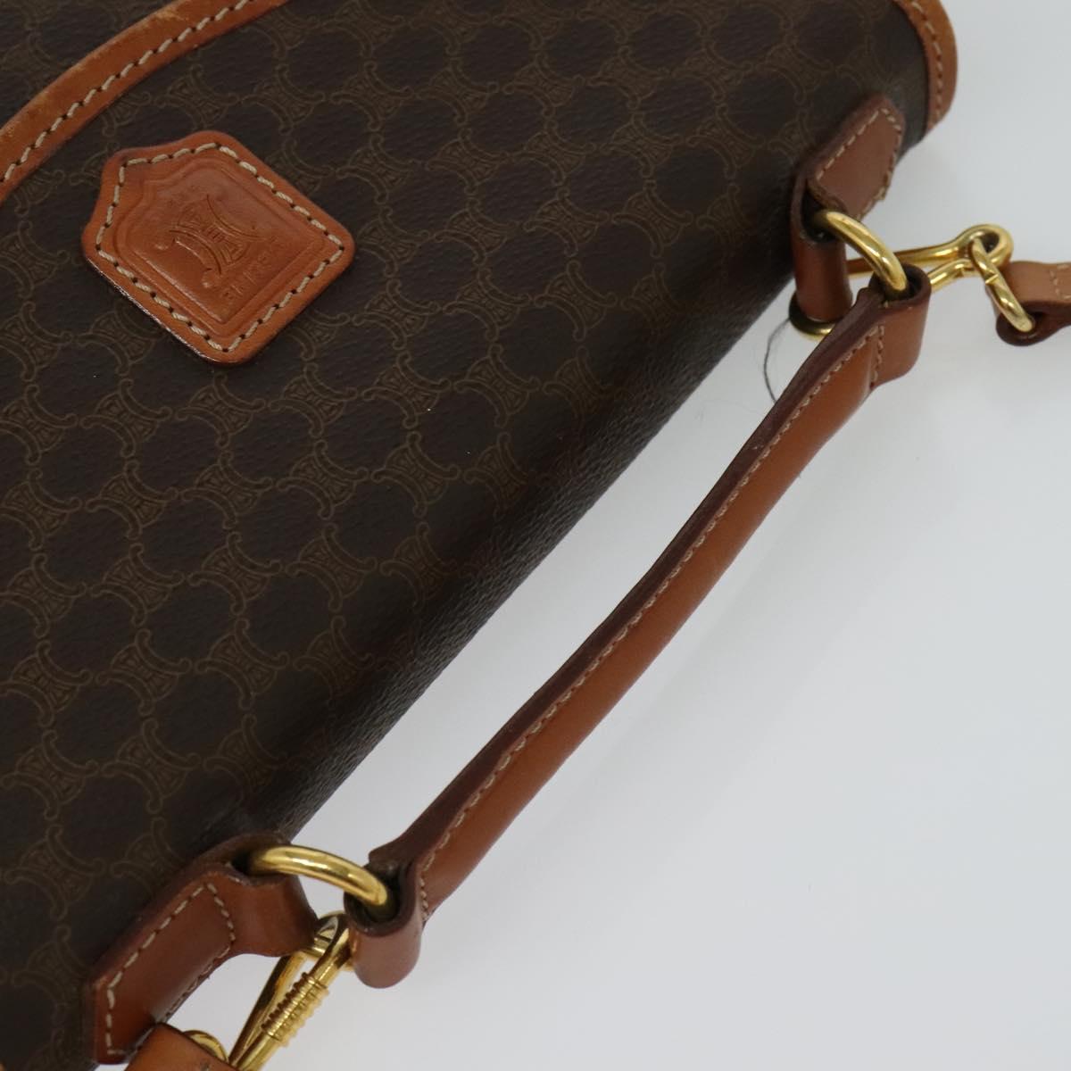 CELINE Macadam Canvas Hand Bag PVC Leather 2way Brown Gold Auth yk18454
